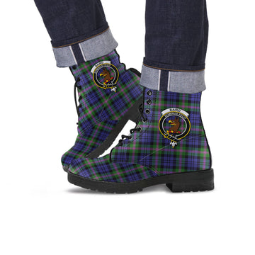 Baird Modern Tartan Leather Boots with Family Crest