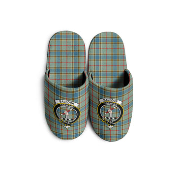 Balfour Blue Tartan Home Slippers with Family Crest