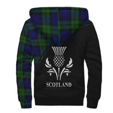 Bannatyne Tartan Sherpa Hoodie with Family Crest Curve Style