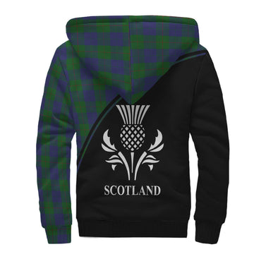 Barclay Tartan Sherpa Hoodie with Family Crest Curve Style