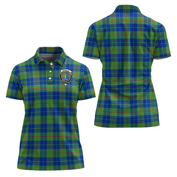 Barclay Hunting Ancient Tartan Polo Shirt with Family Crest For Women