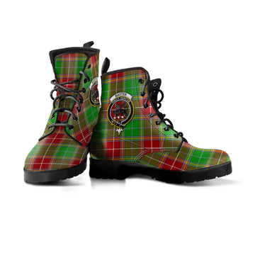 Baxter Modern Tartan Leather Boots with Family Crest