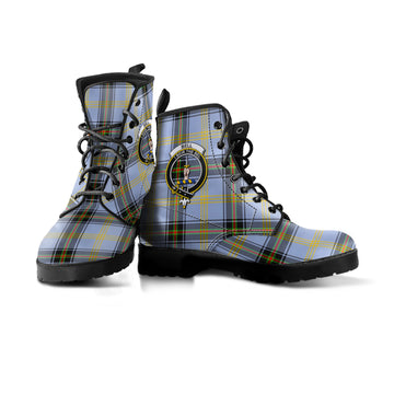 Bell Tartan Leather Boots with Family Crest