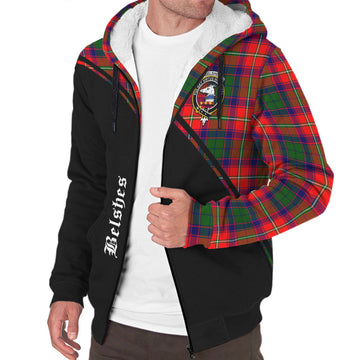 Belshes Tartan Sherpa Hoodie with Family Crest Curve Style