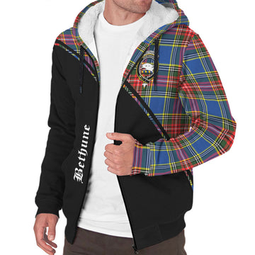 Bethune Tartan Sherpa Hoodie with Family Crest Curve Style
