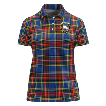 Bethune Tartan Polo Shirt with Family Crest For Women