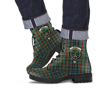 Bisset Tartan Leather Boots with Family Crest
