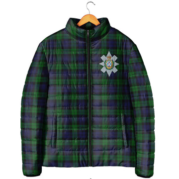 Black Watch Tartan Padded Jacket with Family Crest