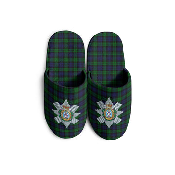 Black Watch Tartan Home Slippers with Family Crest