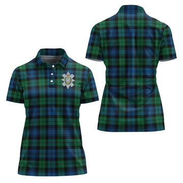 Black Watch Ancient Tartan Polo Shirt with Family Crest For Women