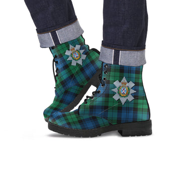 Black Watch Ancient Tartan Leather Boots with Family Crest