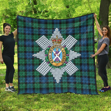 Black Watch Ancient Tartan Quilt with Family Crest