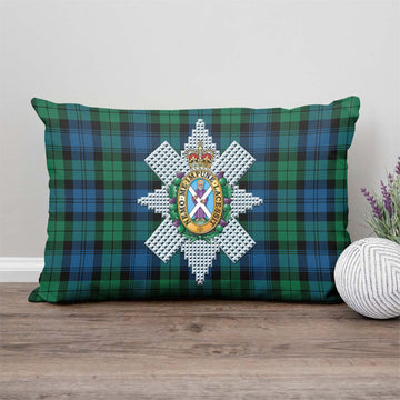 Black Watch Ancient Tartan Pillow Cover with Family Crest