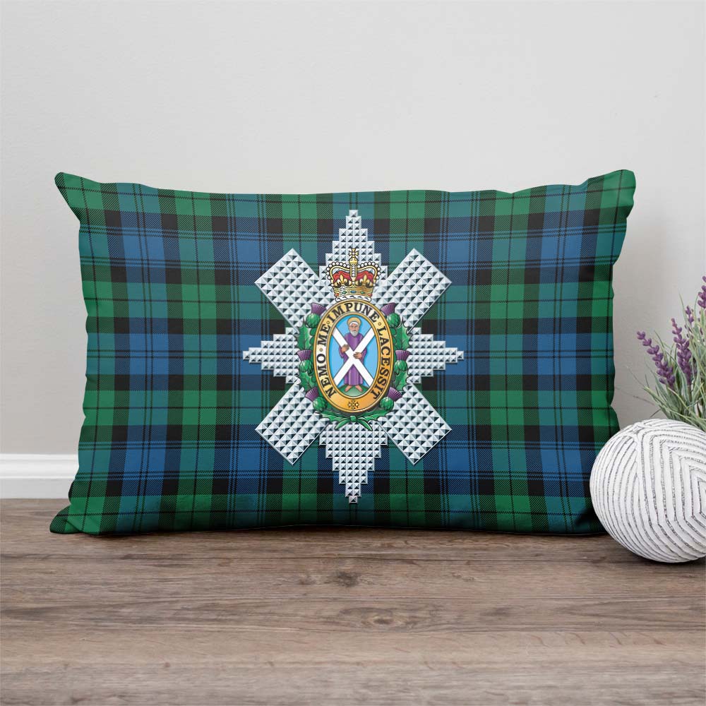 Black Watch Ancient Tartan Pillow Cover with Family Crest Rectangle Pillow Cover - Tartanvibesclothing