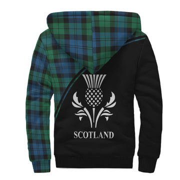 Black Watch Ancient Tartan Sherpa Hoodie with Family Crest Curve Style
