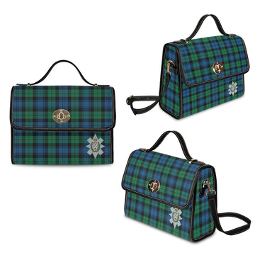 Black Watch Ancient Tartan Waterproof Canvas Bag with Family Crest