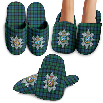 Black Watch Ancient Tartan Home Slippers with Family Crest