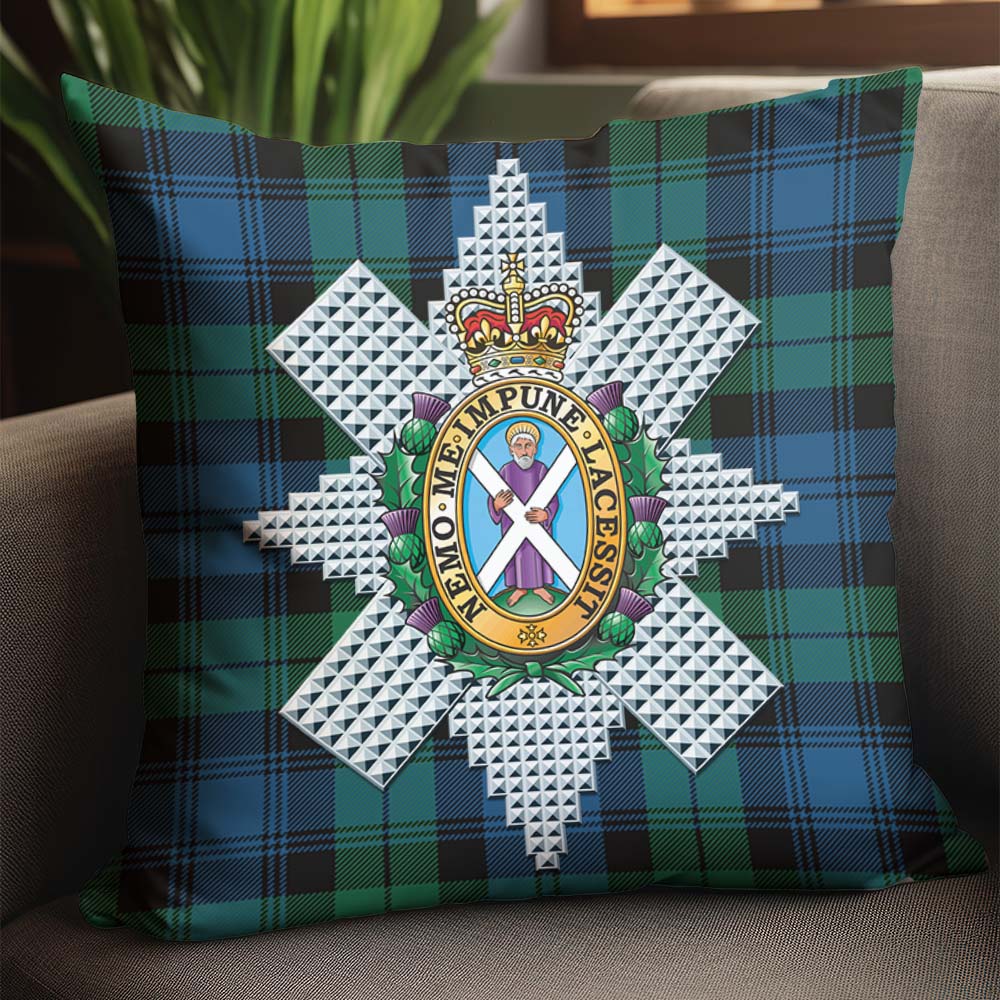 Black Watch Ancient Tartan Pillow Cover with Family Crest - Tartanvibesclothing