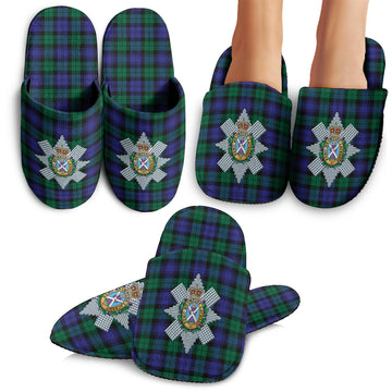 Black Watch Modern Tartan Home Slippers with Family Crest
