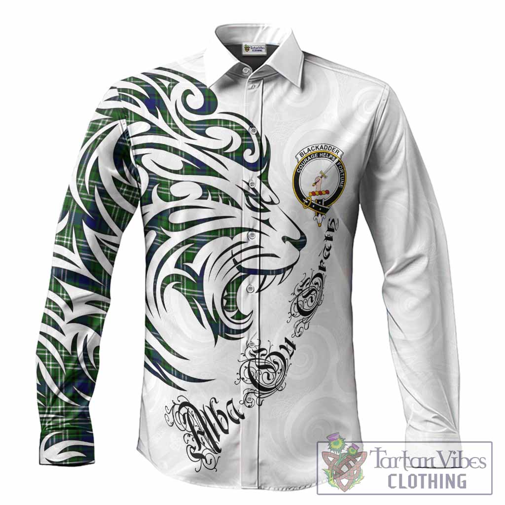 roar dress shirts Tartanvibesclothing Blackadder Tartan Lion Roar Long Sleeve Button Shirts Alba Gu Brath with Celtic Motifs