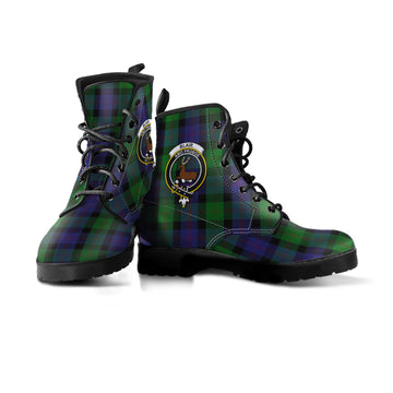 Blair Tartan Leather Boots with Family Crest
