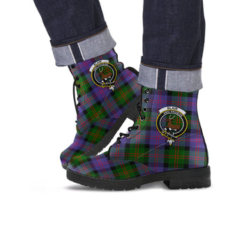 Blair Modern Tartan Leather Boots with Family Crest