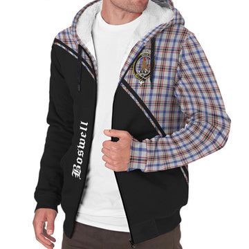 Boswell Tartan Sherpa Hoodie with Family Crest Curve Style