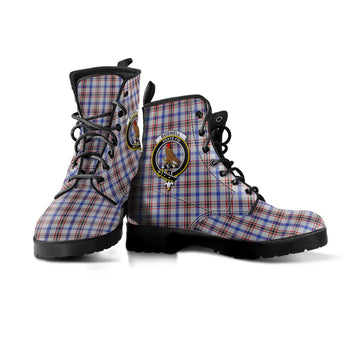 Boswell Tartan Leather Boots with Family Crest