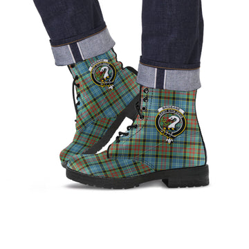 Brisbane modern Tartan Leather Boots with Family Crest