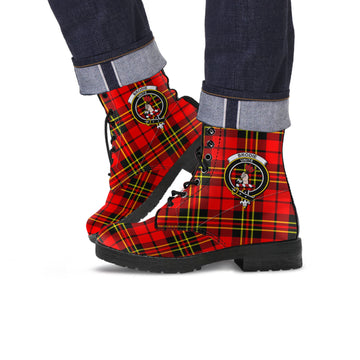 Brodie Modern Tartan Leather Boots with Family Crest