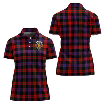 Broun Modern Tartan Polo Shirt with Family Crest For Women