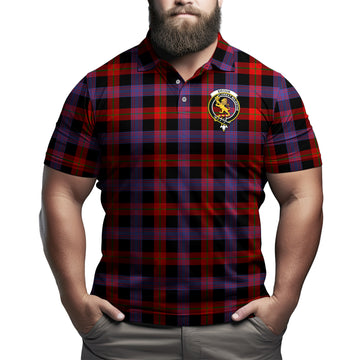 Broun Modern Tartan Men's Polo Shirt with Family Crest
