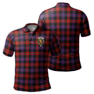 Broun Modern Tartan Men's Polo Shirt with Family Crest