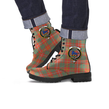 Bruce Ancient Tartan Leather Boots with Family Crest