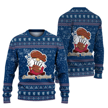 Bruce County Canada Clan Christmas Family Knitted Sweater with Funny Gnome Playing Bagpipes