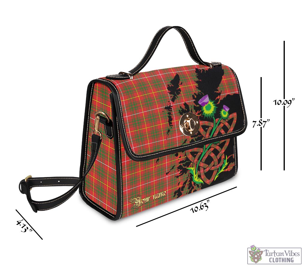 Tartan Vibes Clothing Bruce County Canada Tartan Waterproof Canvas Bag with Scotland Map and Thistle Celtic Accents