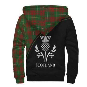 Bruce Hunting Tartan Sherpa Hoodie with Family Crest Curve Style