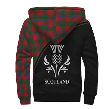 Bruce Old Tartan Sherpa Hoodie with Family Crest Curve Style