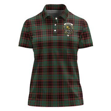 Buchan Ancient Tartan Polo Shirt with Family Crest For Women