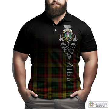 Buchanan Tartan Polo Shirt Featuring Alba Gu Brath Family Crest Celtic Inspired