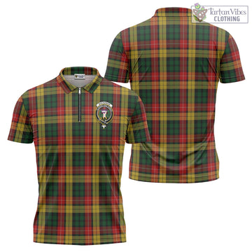 Buchanan Tartan Zipper Polo Shirt with Family Crest