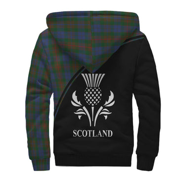 Buchanan Hunting Tartan Sherpa Hoodie with Family Crest Curve Style