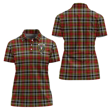 Buchanan Old Dress Tartan Polo Shirt with Family Crest For Women