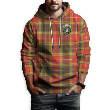 Buchanan Old Set Weathered Tartan Hoodie with Family Crest