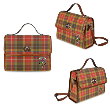 Buchanan Old Set Weathered Tartan Waterproof Canvas Bag with Family Crest