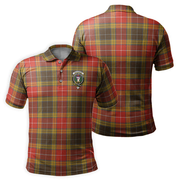 Buchanan Old Set Weathered Tartan Men's Polo Shirt with Family Crest
