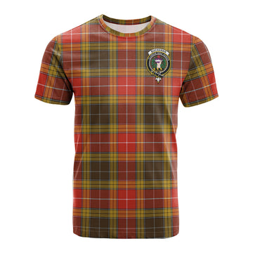 Buchanan Old Set Weathered Tartan T-Shirt with Family Crest