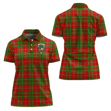Burnett Ancient Tartan Polo Shirt with Family Crest For Women