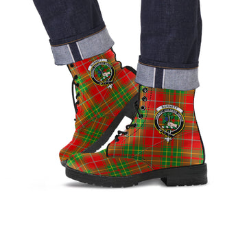 Burnett Ancient Tartan Leather Boots with Family Crest