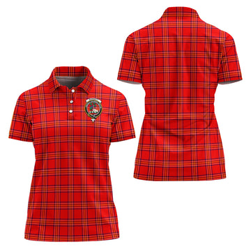 Burnett Modern Tartan Polo Shirt with Family Crest For Women